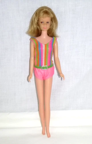 Vtg 1966-68 Mattel Straight Leg Francie Doll Blonde #1440 in TNT Swimsuit