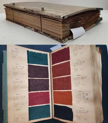 c1900 antique RAILROAD STREETCAR UPHOLSTERY textile SAMPLE BOOK Priscilla Weaves