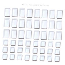 48 Pcs Empty Watercolor Paint Pans White Plastic 24 Full Pans  24 Half Pans