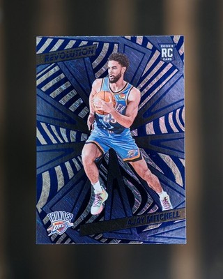 2024-25 Panini Revolution - Rookies Ajay Mitchell #122 Blue Storm (RC)
