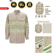 Class 3 Hi Vis Button Up Safety Work Shirts for Men Reflective