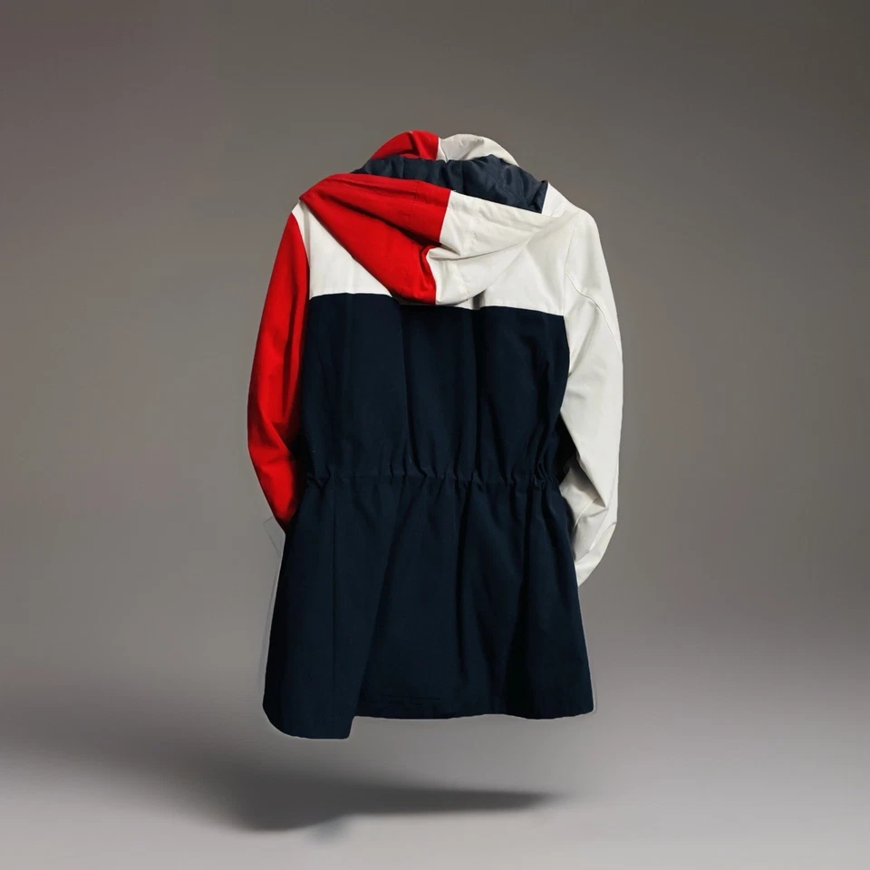 TOMMY HILFIGER девочек зимняя куртка синий-красно-белый с логотипом средний размер - Изображение 4 из 4