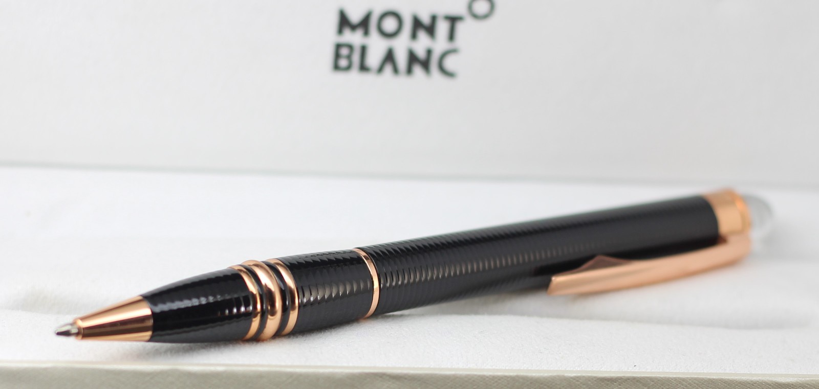 Montblanc Meisterstuck Star Walker Ballpoint Pen Blue Ink & Black+Copper Body.