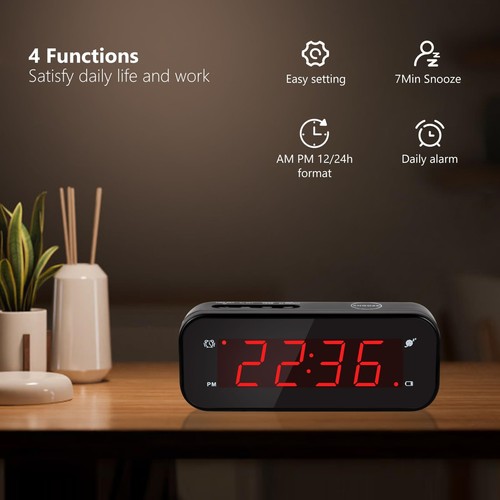 Small Digital Clock Battery Operated, LED Travel Alarm Clock Battery Powered ... - Picture 4 of 7