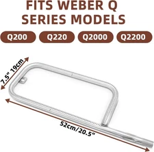 20.5″ Grill Burner for Weber Q200, Q220, Q2000 Q2200, 396000, 396001, 396002