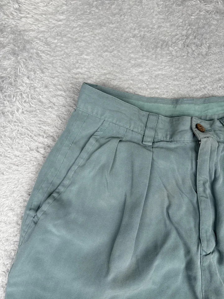 Pantalones Cortos Tommy Bahama Para Mujer 8 Verde 100% Seda Plisados Tiro Alto Informales Foto 4 de 4