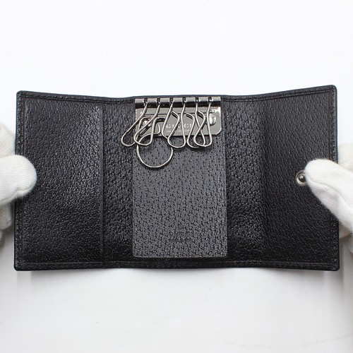 Gucci Shelly Leather 6 Key Case Holder Black SHW 138077 Unused N2598 - Picture 6 of 10