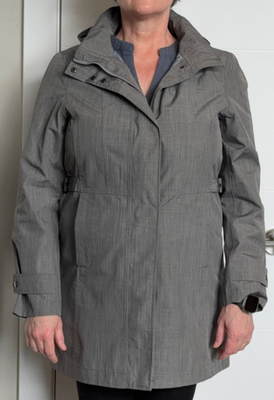 Kirkland Trench Coat Women M Medium Gray Full Zip Hooded