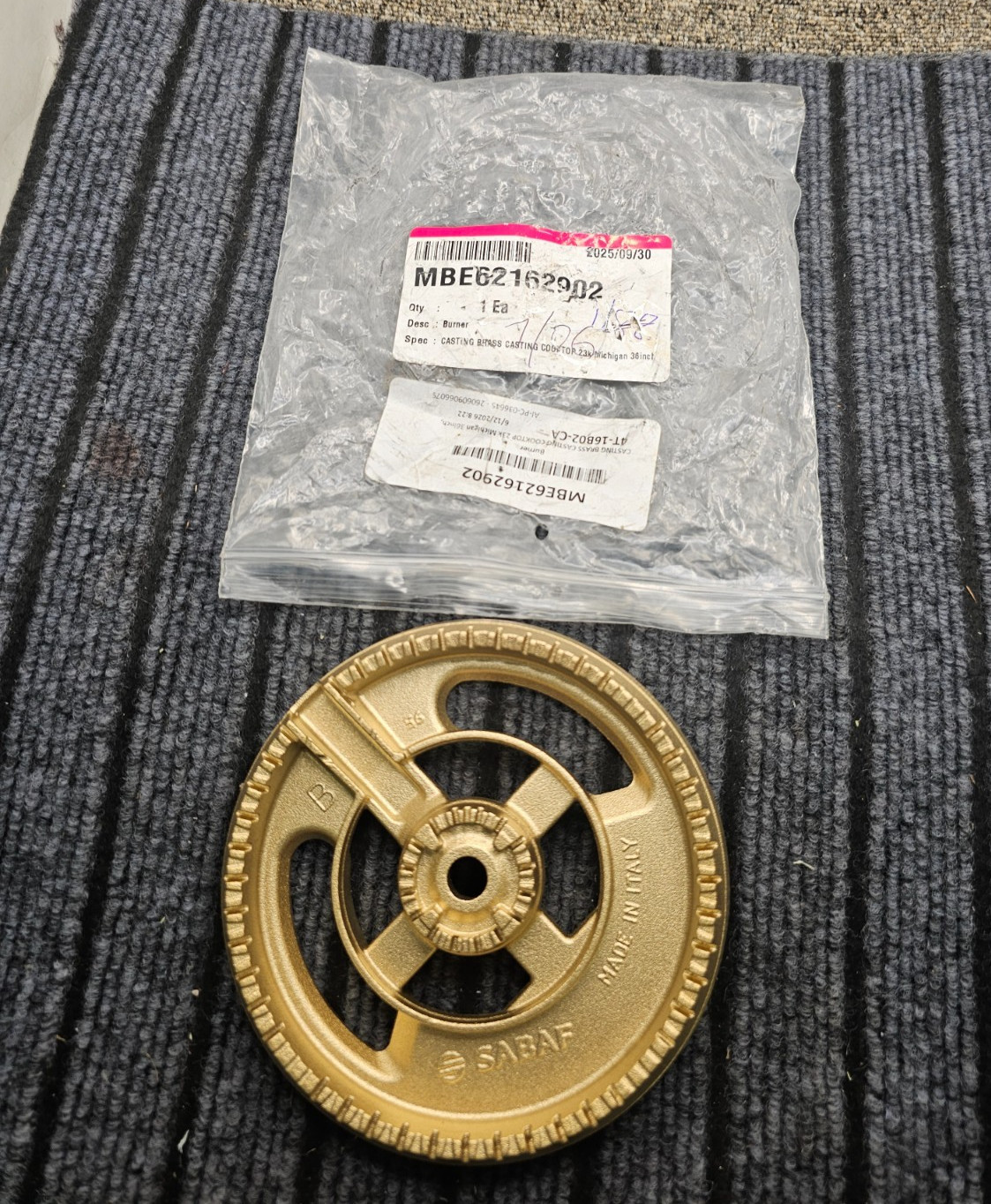 MBE62162902 Gas Range Brass Top Burner For LG LSGS6338F, LSGS6338F/00, LSDS6338F