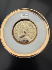 Vintage The Art of Chokin 24k Goldrand Teller Pfau Design 