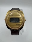 Vintage 1970s Timex SSQ Digital Gold Tone Watch Hifi Leather Strap New Battery