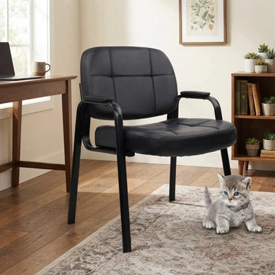 Comfortable Faux Leather Guest Chair for Big & Tall Individuals - Easy Assembly - Image 1 of 4