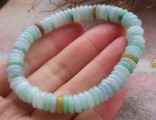 Certified Green Natural JADE JADEITE circle Bead Bangle Bracelet 122154 TS