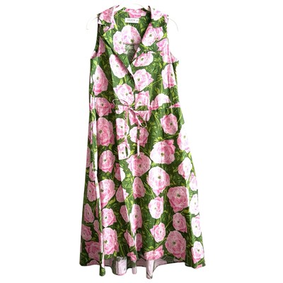Kleid For Her Magdalena Midi Dress Size Medium Fit Flare Green Floral Sleeveless