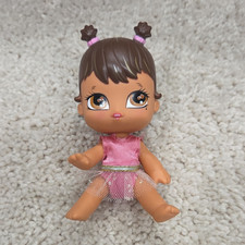 Baby Girl Doll, Medium Dark, Brown Straight Hair  Brown Eyes, Pink Outfit