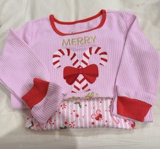 American Girl Pink Merry Everything Thermal Candy Cane Pajamas M 10-12 