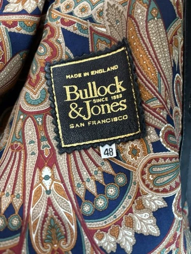 STUNNING Bullock & Jones Soft Black Leather Paisley Silk Lined Coat 48 XXL image 8