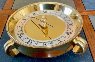 Very Rare SWISS Luxor 8 Annular Table Clock  8Day - Philosopher Pole Silver Dial