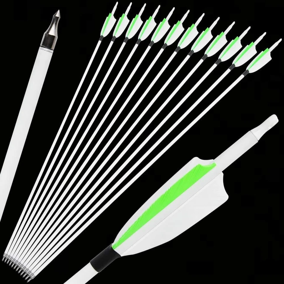 30" Carbon Arrows SP500 Feather Archery Screw Tips Recurve Compound Bow Hunting - Image 4 of 4
