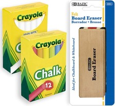 Chalkboard Chalk and Eraser Set, 24 Pack 1 Count Pack of 24 , Assorted