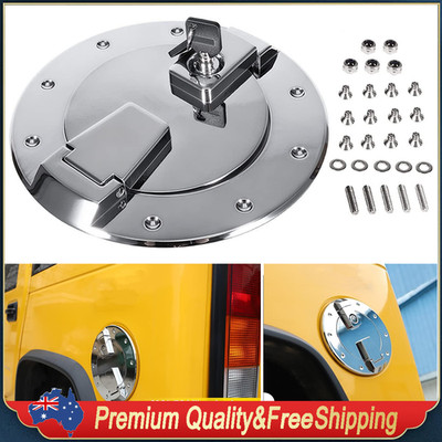 for Hummer H2 2003-2009 New Chrome Fuel Door Locking Aluminum Gas Tank Cap Cover