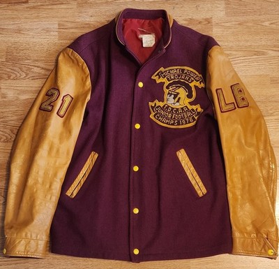 Vintage Michael POWER TROJANS 1976 TDCAA Junior Football Champs Varsity Jacket