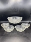 5 PC JEANETTE GLASS IRIS & HERRINGBONE BEADED EDGE BERRY SET