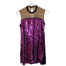 Revolution Dancewear Solo Fuchsia Purple Sequin Mini Dance Costume Adult Medium
