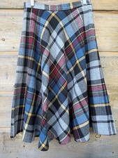 Fabulous Vintage Plaid Full Wool Midi Skirt 28-29 Inch Waist