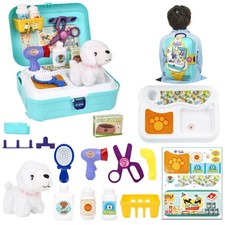 Pet Care Play Set for Kids, 16Pcs Doctor Kit Pretend Play Vet Puppy Dog Groom...