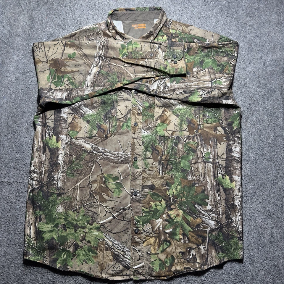 Game Winner Camo Shirt Men Size 3XL Realtree Long Sleeve Hunting Button Up Heavy - Image 4 of 4