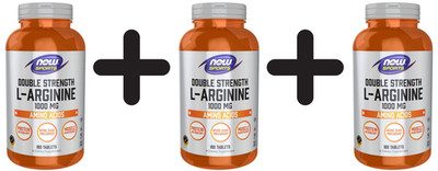 3 x NOW Foods L-Arginine, 1000mg - 180 tablets (203,69 EUR/kg)