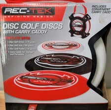 Rec-Tek Disc Golf Discs With Carry Caddy (Tek Level 3) NEW