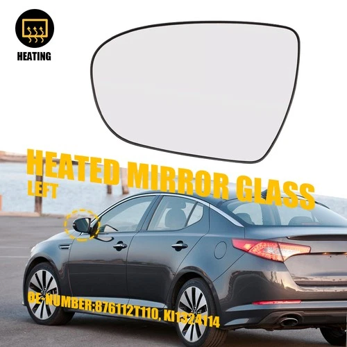 Mirror Glass For 11-2016 Kia Optima Left Heated Flat Glass with Backing Plate N