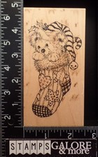 PSX Rubber Stamps K-2654 FUZZY BEAR CHRISTMAS COUNTRY STOCKING SANTA STAR 1241