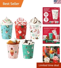 50 Pack 12oz Eco-Friendly Christmas Cups - Leak-Proof and Stackable for Easy Use