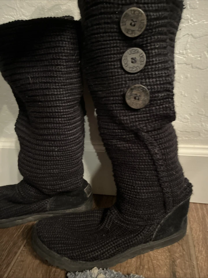 Botas cardy tejidas UGG Australia para mujer suéter negro piel de oveja 5819 EE. UU. talla 9 EE. UU. Foto 3 de 4