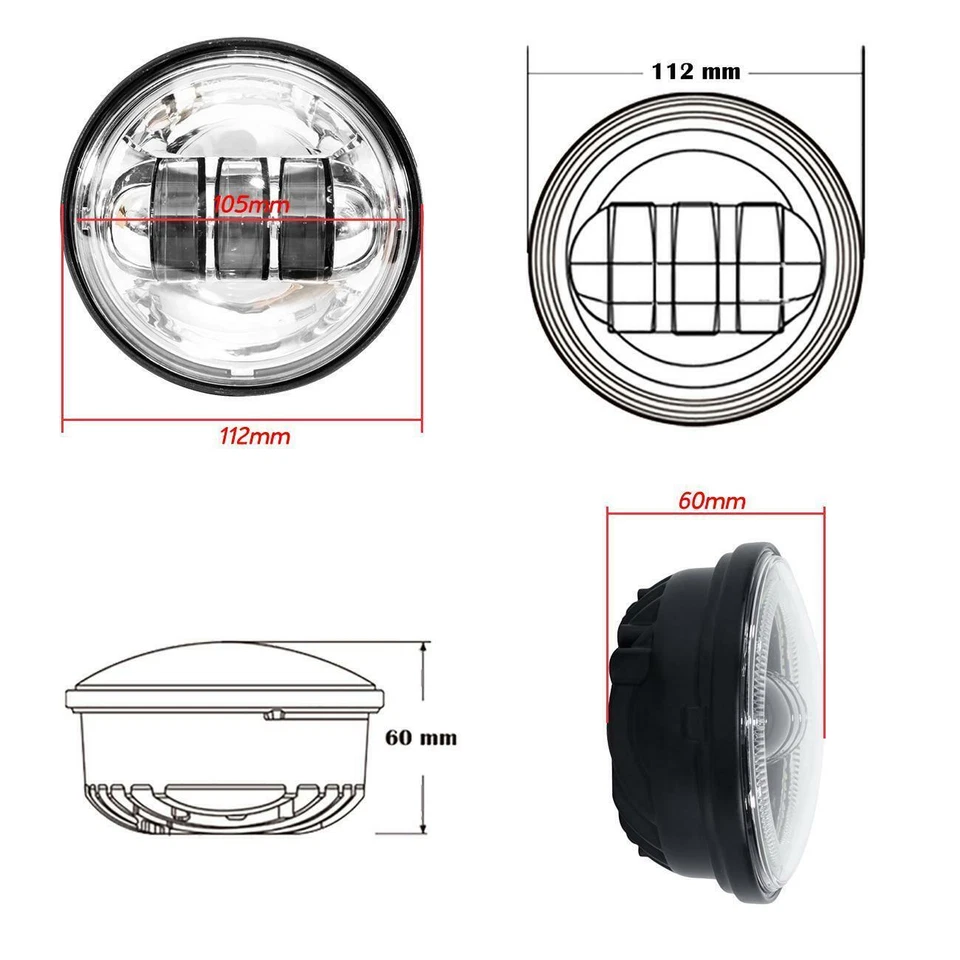 Luz de paso antiniebla LED de 4,5 pulgadas para Harley Electra Glide Touring Road King Foto 4 de 4