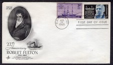 1965 Robert Fulton 200th (Scott 1270) - Artcraft COMBO FDC NZ166