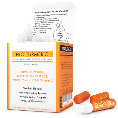 Pro Kurkuma Shots 700mg, schwarzer Pfeffer, Vit D3, Immununterstützung - trinkfertig UK