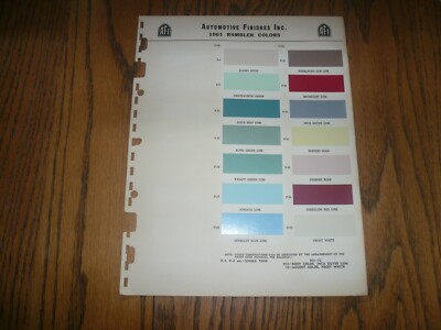 1961 Rambler AFI Color Chip Paint Sample - Vintage | eBay