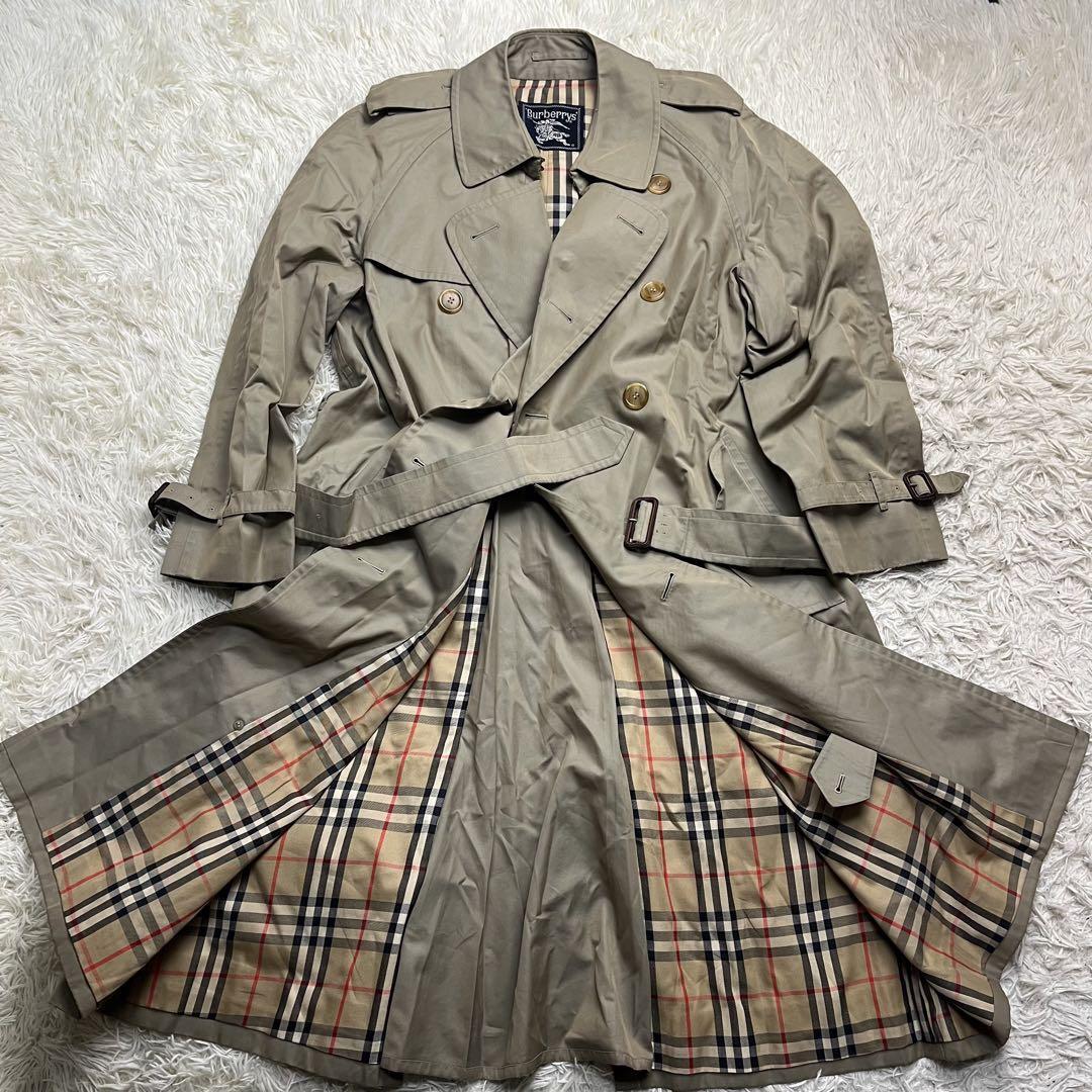Burberrys Nova Check Trench Coat Long Iridescent Max Length with Belt Used