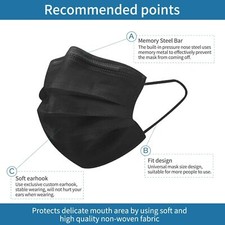 50-200Pcs Disposable Face Mask Protective Masks 3 layer Melt blow Filter-BLACK😷 — image 8
