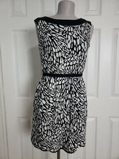 Ann Taylor Loft Black White Small Mini Stretch Career Dress (cl)