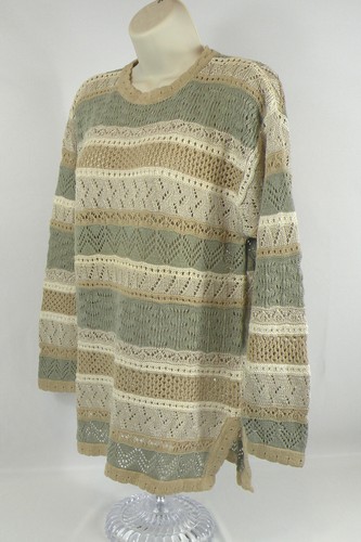Vintage Robert Scott Womens Sweater - Petite XS Sage/Tan/Ivory Long Sleeve Top - Picture 4 of 7
