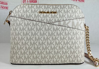 Michael Kors Jet Set  Dome MK Signature Canvas Coated PVC  Crossbody Purse Bag