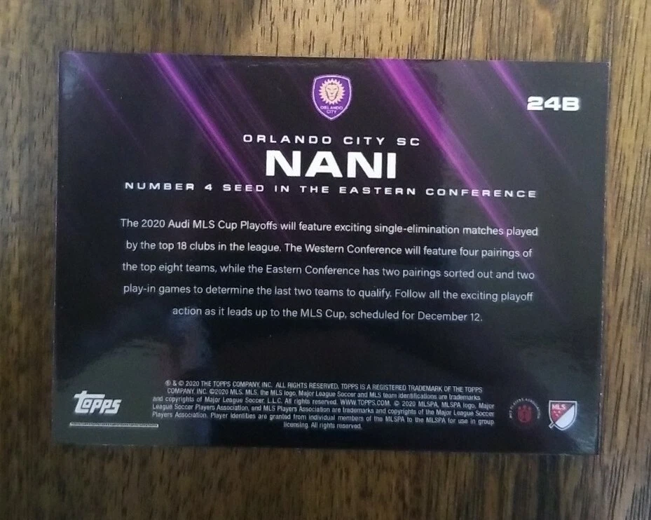 2020 Topps On Demand MLS Playoffs Nani Blue Parallel 4/5 Orlando City FC - Image 2 of 2