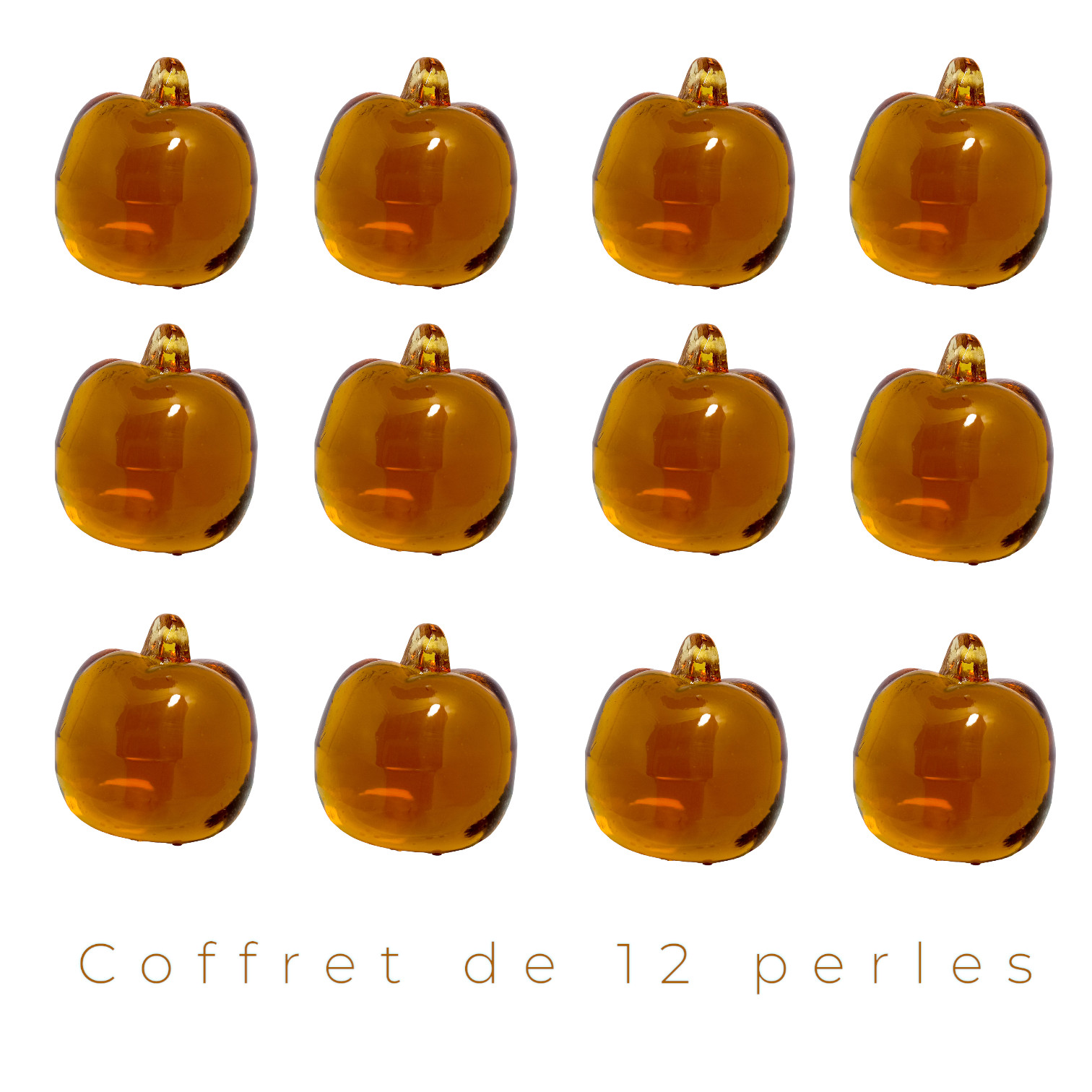 Perle pomme jaune en verre soufflé décoratif haut de gamme 4x4 cm lot de 12