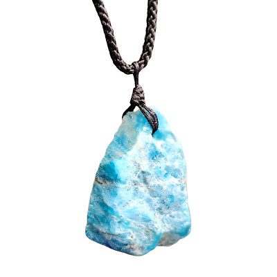 Apatite Crystal Blue Pendant Necklace Raw Stone Dream Gemstone Jewellery & Box