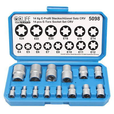 Werkzeug US PRO Torx Steckschlüsselsatz E10-E24 - 9-teilig In Aufbewahrungsbox 1/2 Zoll Antrieb